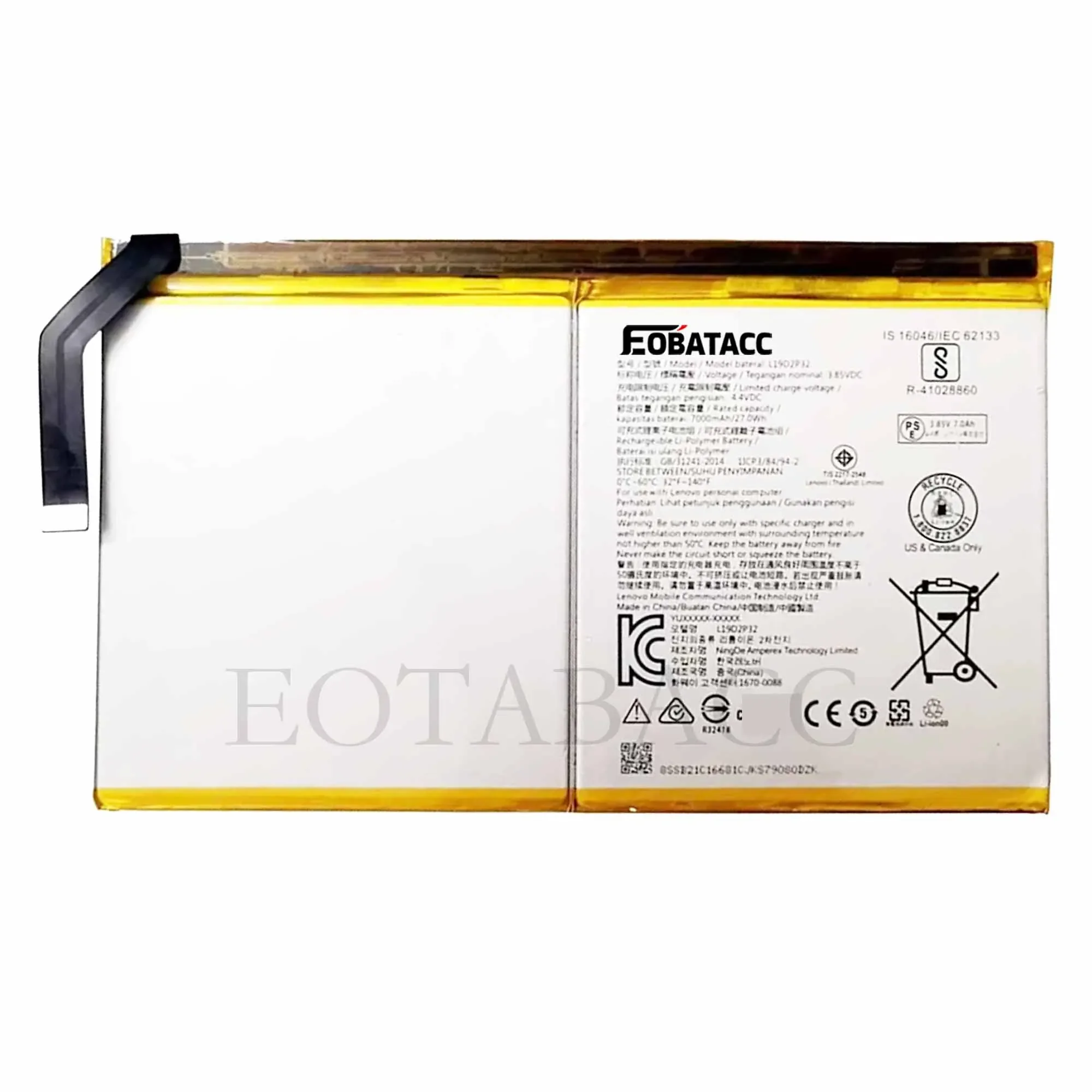 New 100% Original New L19D2P32 Tablet Battery For Lenovo YOGA TAB 5 Smart Tab PRC WOR YT-X705L YT-X705X YT-X705F 7000mAh Battery