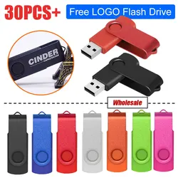 30pcs/lot Custom Logo Metal Pen Drive 4GB 8GB 16GB 32GB usb Flash Drives Memory Stick High Speed Pendrive 64GB USB 2.0 Disk