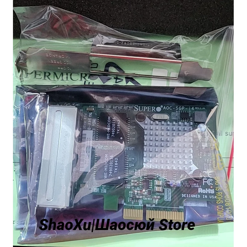 

SUPERMICRO AOC-SGP-I4 (INTEL I350-T4V2) Гигабитная сетевая микросхема QUAD PORT с НИЖНЫми КРОНШТЕсами