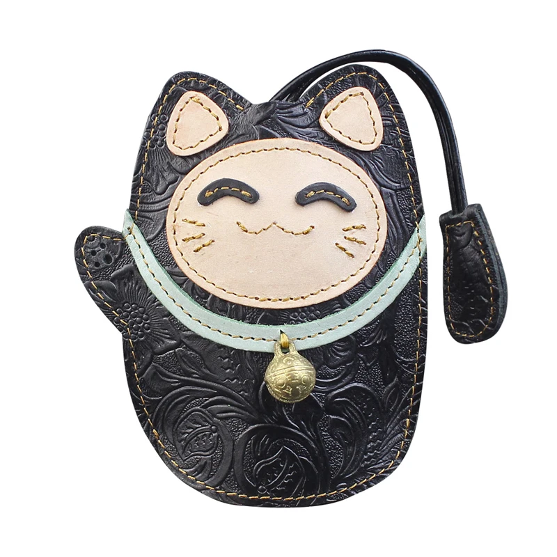 Cute Style Car Smart Key Holder Bag Handmade Genuine Leather Housekeeper Keys Storage Pocket Wrist String Keys Cover