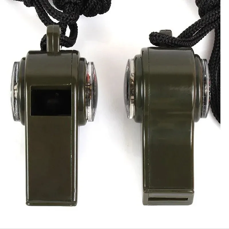 Outdoor Whistle Plastic Multifunctional Three in One Whistle, Life-saving Compass, Thermometer, Essential for Judges in The Wild