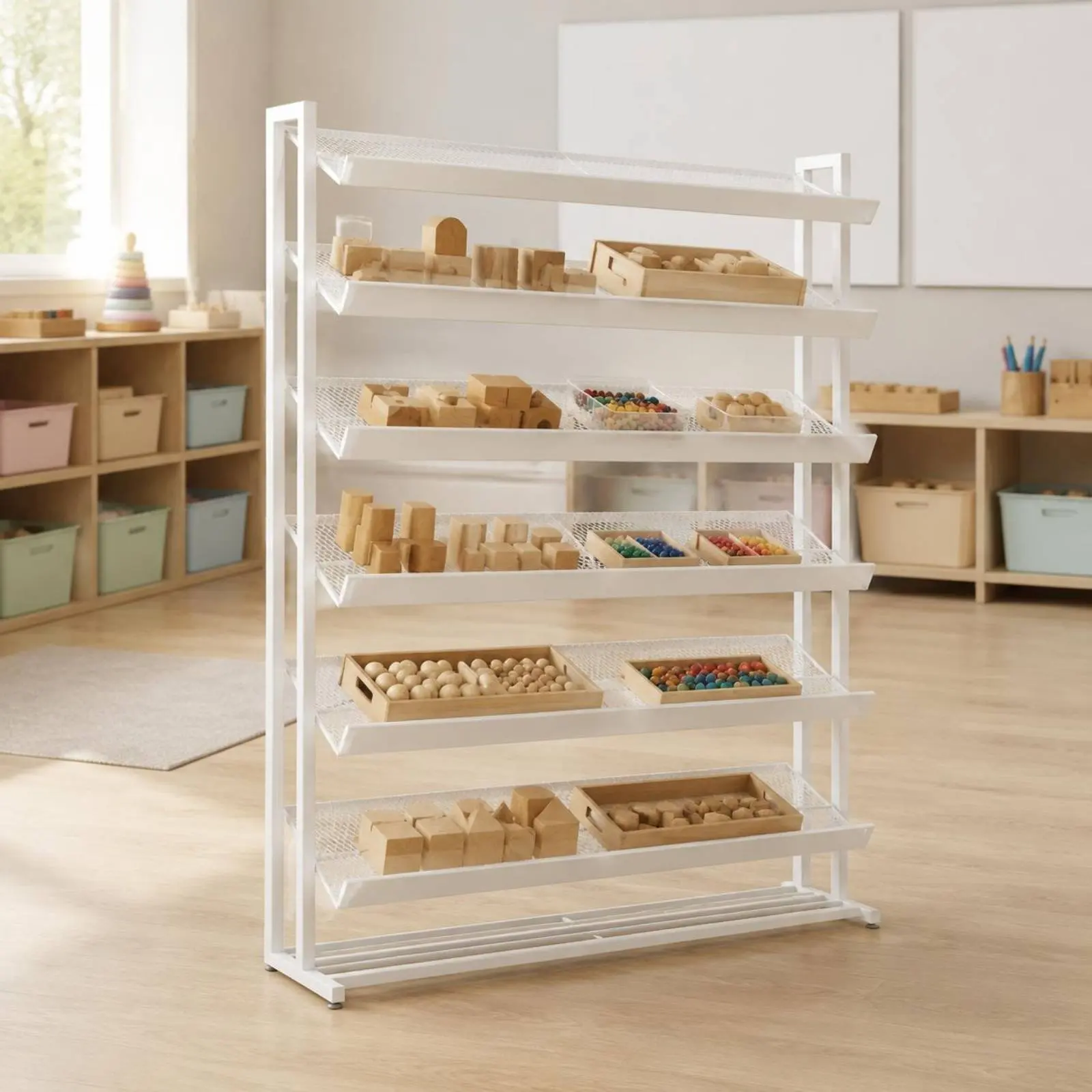 Bead Storage Rack Space Saving Grid Display Stand Toy Sorting Shelf Rust Resistant Craft Organizer Shelf Heavy Duty for Playroom view 6