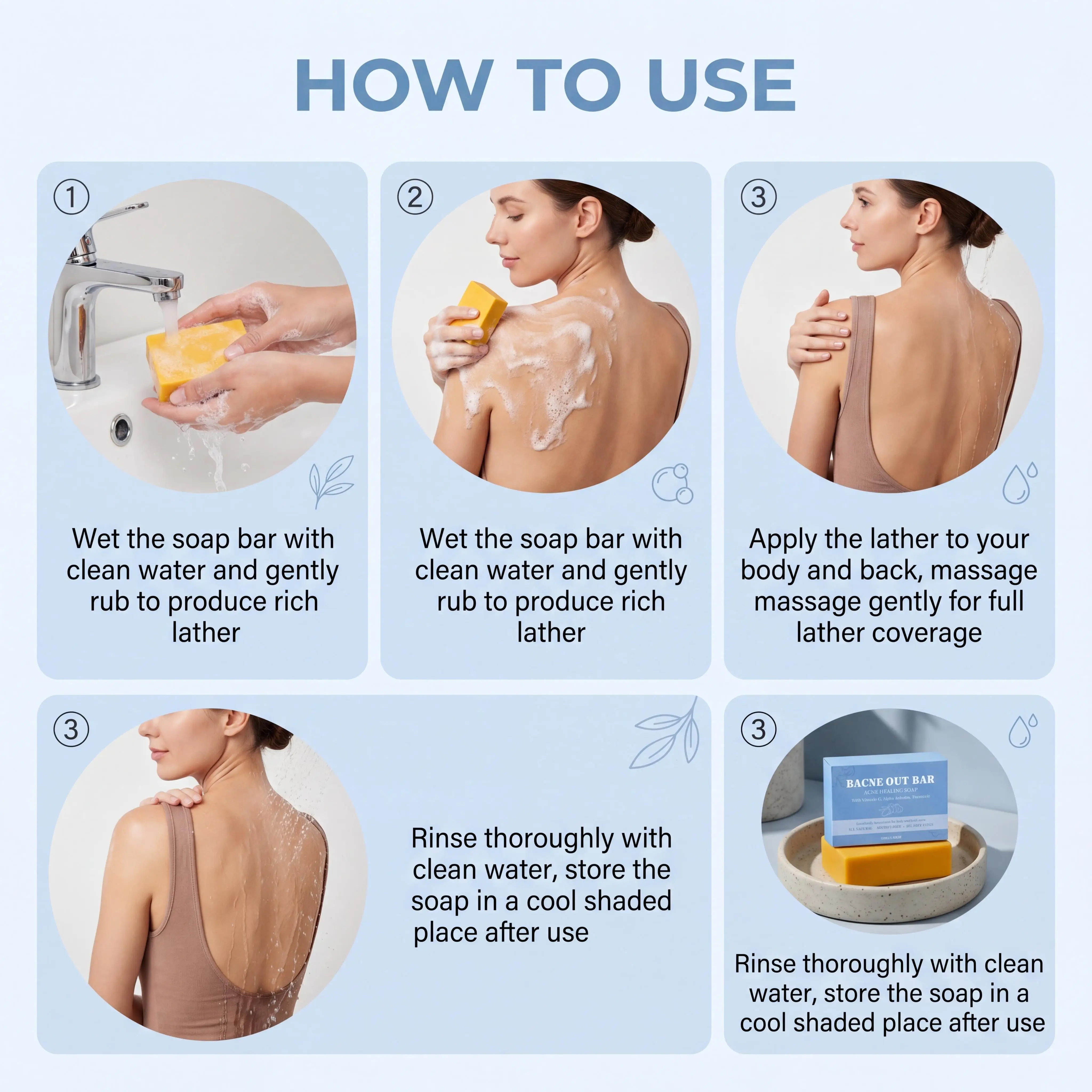 Exfoliating Body Cleansing Soap Eliminate Back Pimples Fade Acne Marks Deep Clean Dirt Oil Control Turmeric Exfoliate Soap Bar