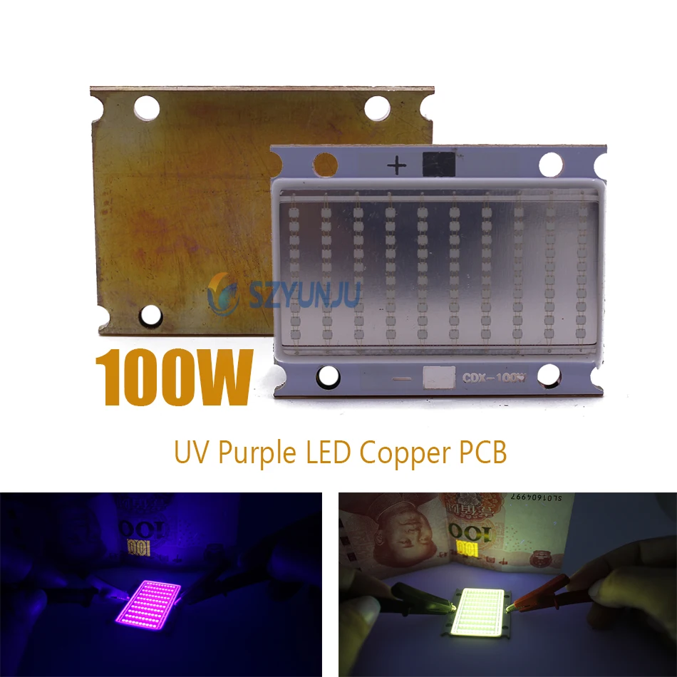 

100W UV 420nm 395nm 380nm 365nm Purple LED Copper PCB 3500mA 30-36V Ultraviolet for UV Lamp Flatbed Printer,uv glue curing light