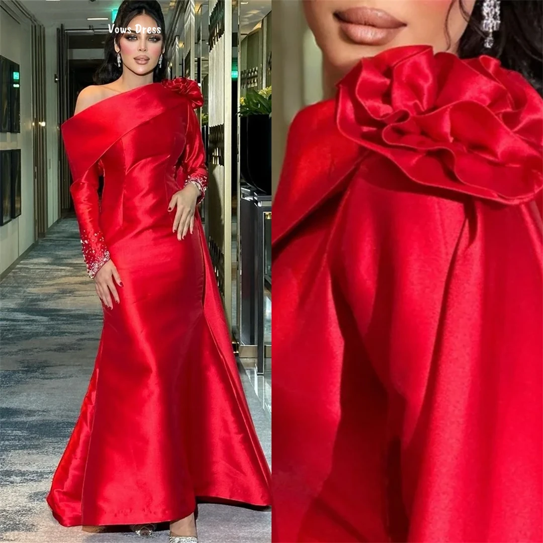 Vows Abiti da sera rossi Abiti eleganti da donna per invitati a un matrimonio per occasioni speciali Abito da ballo con maniche monospalla su misura