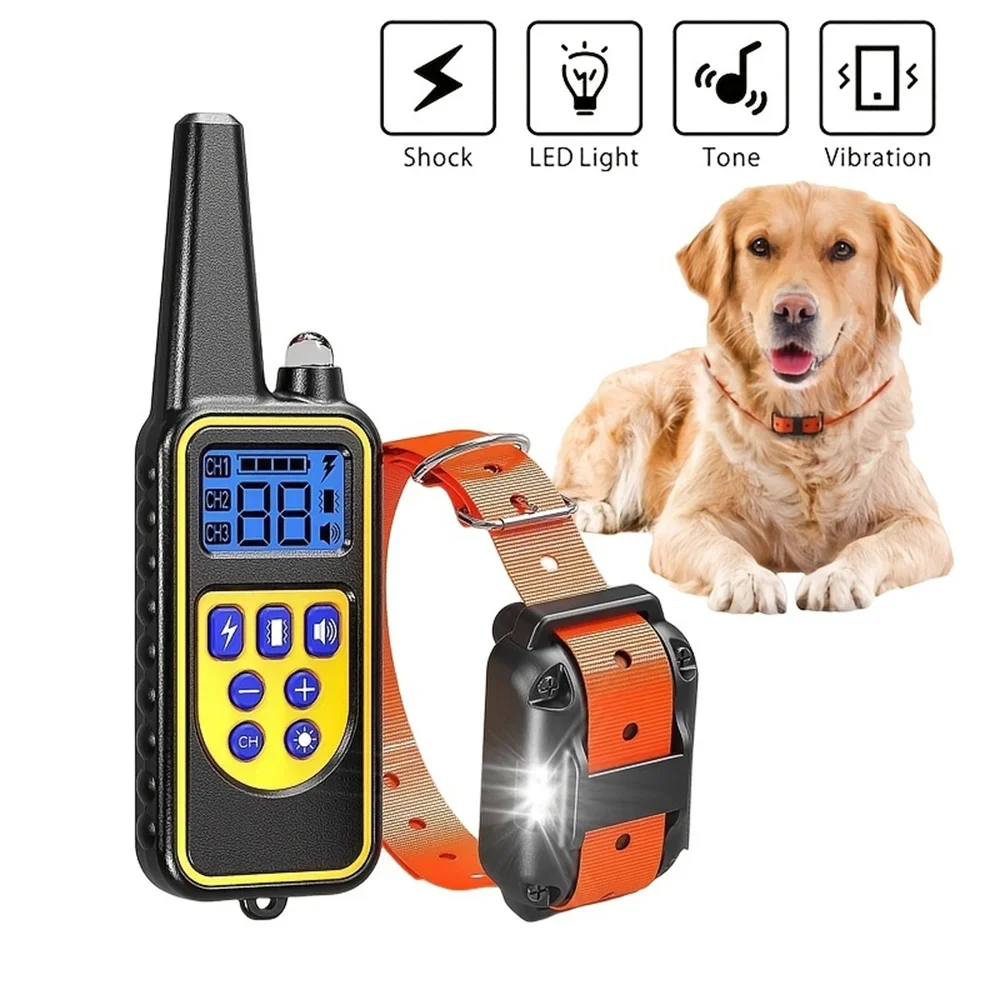 Collier Électrique Anti-Aboiement Rechargeable pour Chien, Poignées Amovibles, Vibration, Moulage, Chiens Moyens et Grands