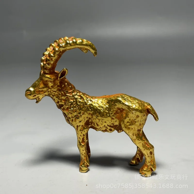 

Antique Bronze Wholesale Twelve Zodiac Sheep Solid Gilding Long Horn Goat Crafts Office Decorations Ornaments