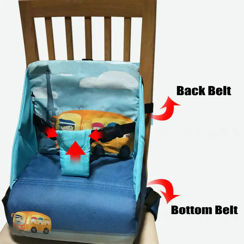 Portable Baby Dining Chair Bag With Safe Harness, 2 in 1 Design Mommy Bag and Baby Booster Seat