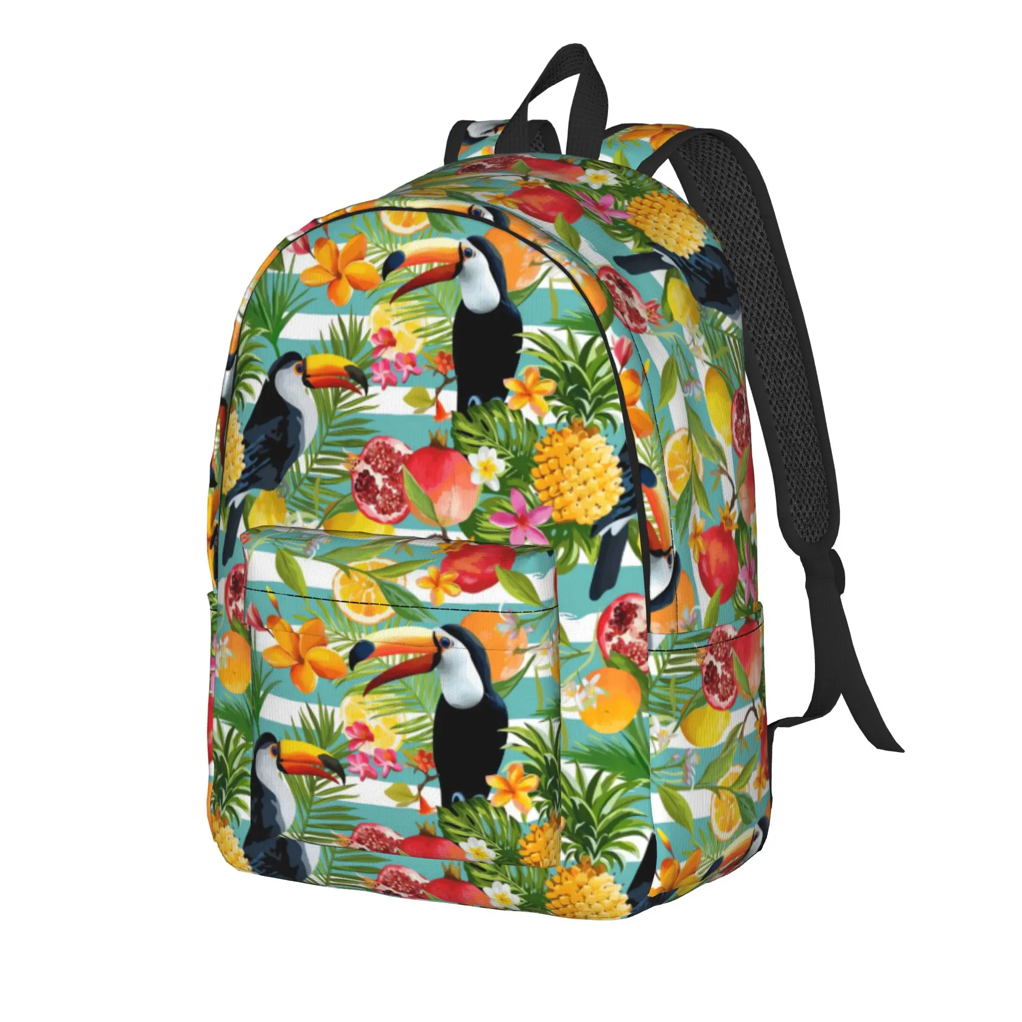 Tropical Fruits And Toucan    Backpack Unisex  Soft Backpacks Polyester Funny School Bags Outdoor Style Designer Rucksack