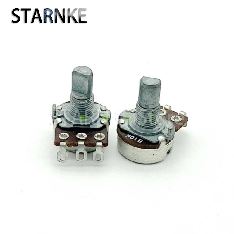 5PCS 16 Type Single Potentiometer B10K Threading Hole Feet D Shaft Length 15mm 3-Pin Instrument Debugging