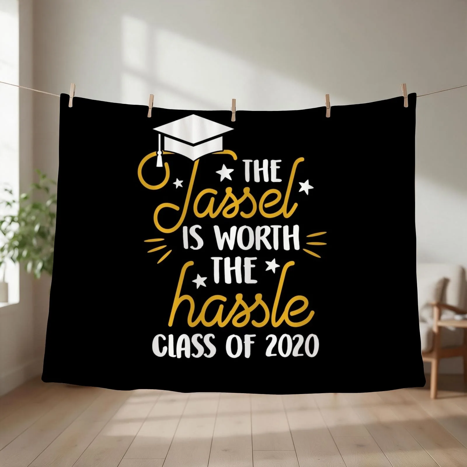 The Tassel Is Worth The Hassle Class Of 2020 Graduation Senior Grad Gift Throw Blanket