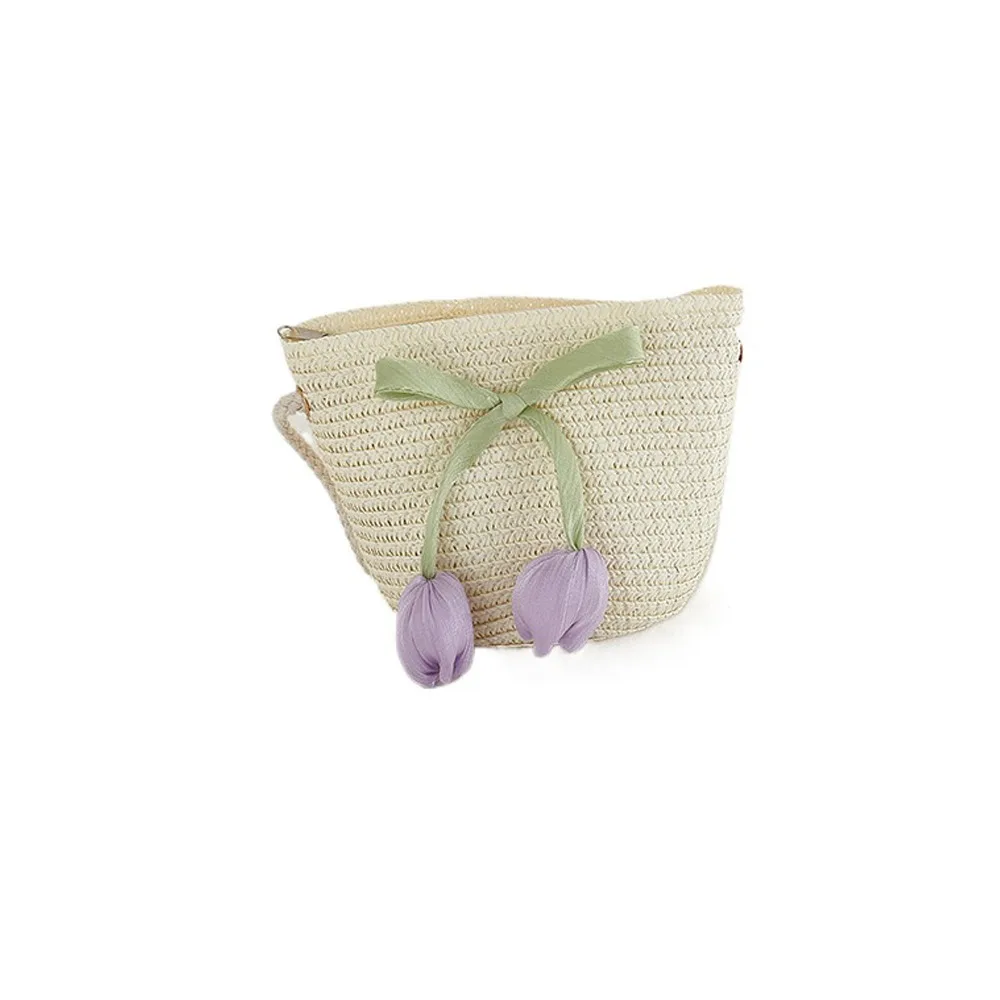 

with Same Style Crossbody Bag Tulip Straw Sun Hat Shading Hat Anti-UV Sun Hat Girls Bucket Hat Fisherman Cap Korean Style