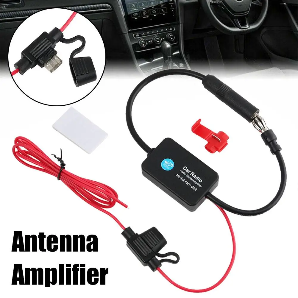 Universal FM Signal Amplifier Car Antenna Radio Booster Amp, Anti-Interference Automobile Part, Solves Weak FM Signals & Noisy