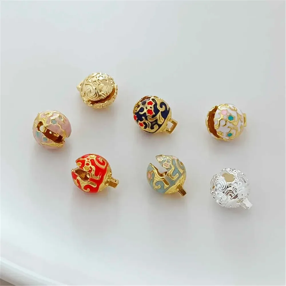 

Gold-plated Tiger Head Bell Pendant, Oil-dripping Blue, Handmade DIY Bracelet, Necklace, Pendant, Jewelry Accessory