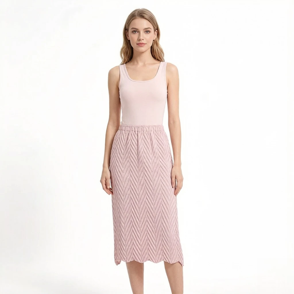 

Miyake Pleated 2026 Summer Pleated Half Skirt A-line Half Skirt Mid Length Skirt Elastic Waist Long Women's Clothing Pleat