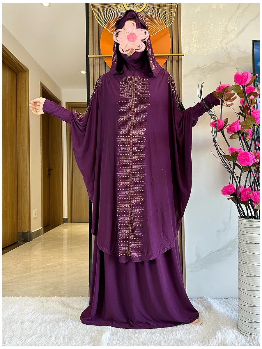 Two Piece Set Dress  Hijab Long Khimar Skirt Sets Islamic Niqab jilbab Women Eid Morocco Muslim Abaya Set Women Prayer Garment