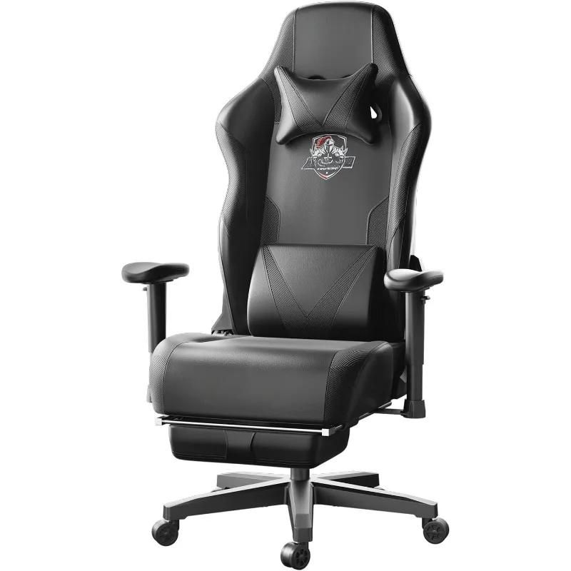 C3 Gaming Chair, Ergonomic Wingless Cushion,PU Leather Racing Style Office Chair with Lumbar Support Pillow and Footrest