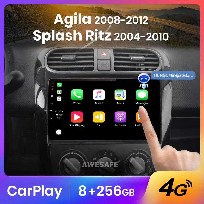 AWESAFE Wireless CarPlay Autoradio for  SUZUKI Splash Ritz 2004-2010 For Opel Agila 2008-2012 Car Radio Multimedia Player Androi