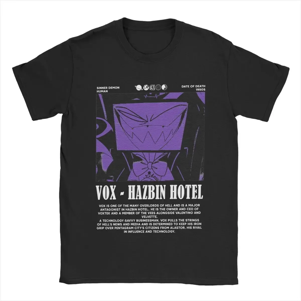 Vox Hazbins Hotels T-Shirts for Men Vintage 100% Cotton Tees Round Collar Short Sleeve T Shirt Graphic Printed Tops