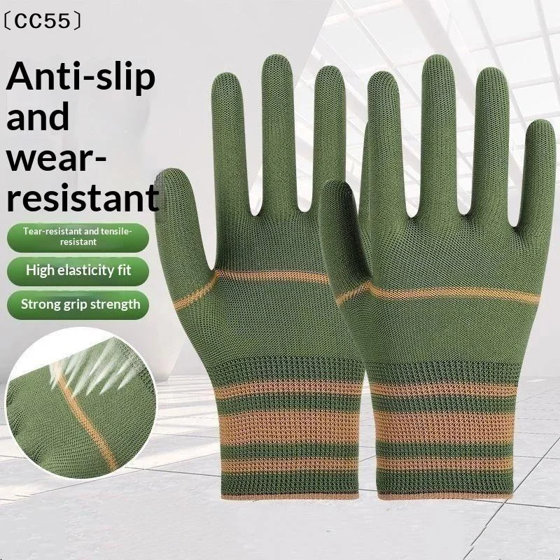 12 Pairs Nylon Work Gloves Non Slip Wear Resistant Safety Protective For Men Women Construction Warehouse Industrial〔CC55〕