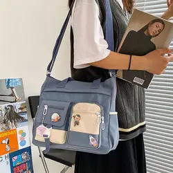 Borsa a tracolla diagonale in tela impermeabile borsa a tracolla Harajuku femminile borsa a tracolla per ragazze studentesse selvagge per borse da donna