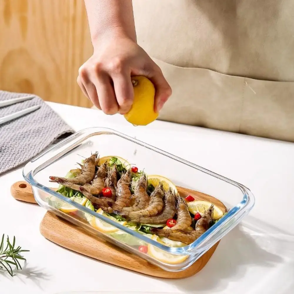 

Прямоугольная стеклянная форма для выпечки, устойчивая к высоким температурам, с крышкой, формы для выпечки, утолщенная коробка для сохранения свежести, приготовление пищи