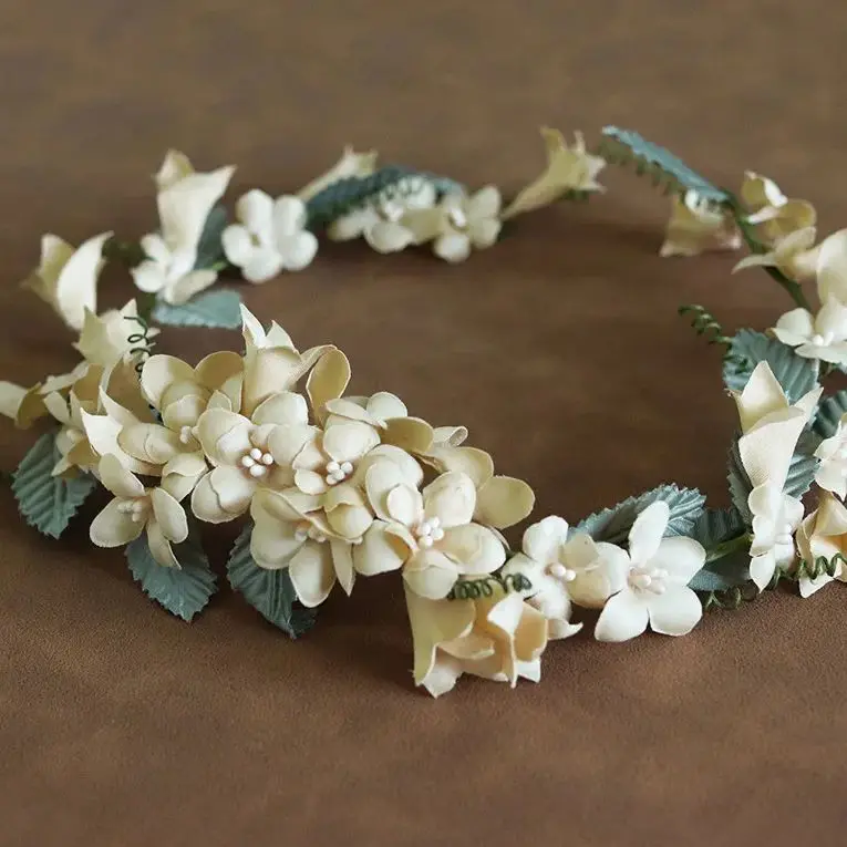 Jasmine Flower Garland Princess Bride Headpiece Vintage Republic of China Style Wedding Accessories