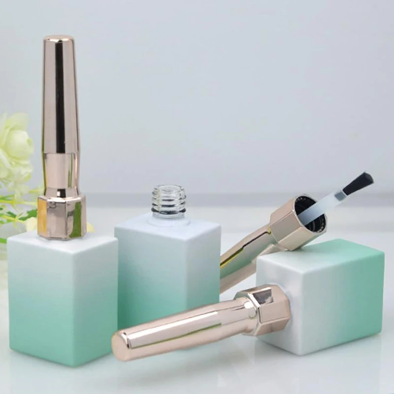 15ml Green And White Gradient Nail Polish Glue Empty Bottle Gradient Color Nail Polish Bottle Nail Polish Glue Bottle With Brush