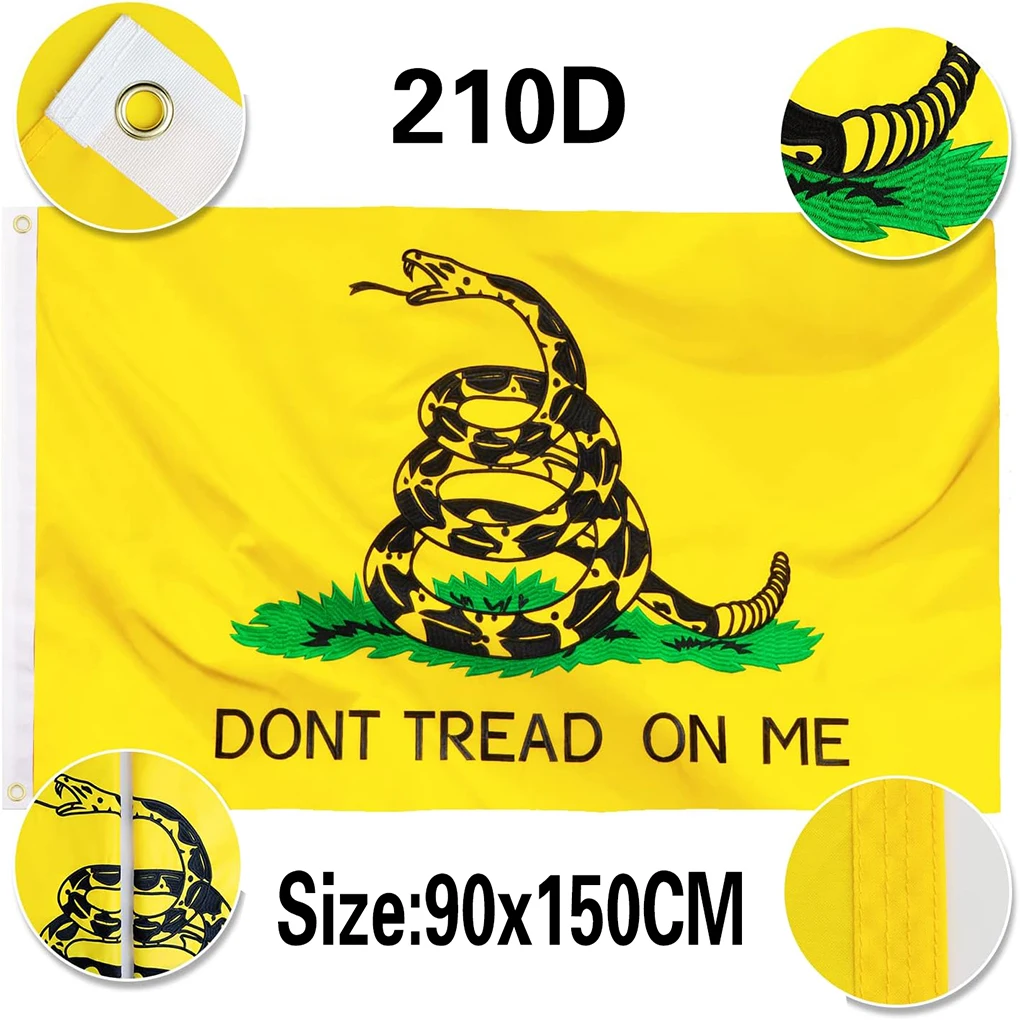 Xiangying-Heavy Duty Embroidered Gadsden Boat Flags for Outdoor with 2 Brass Grommets, Don't Tread on Me Flag, 90x150cm