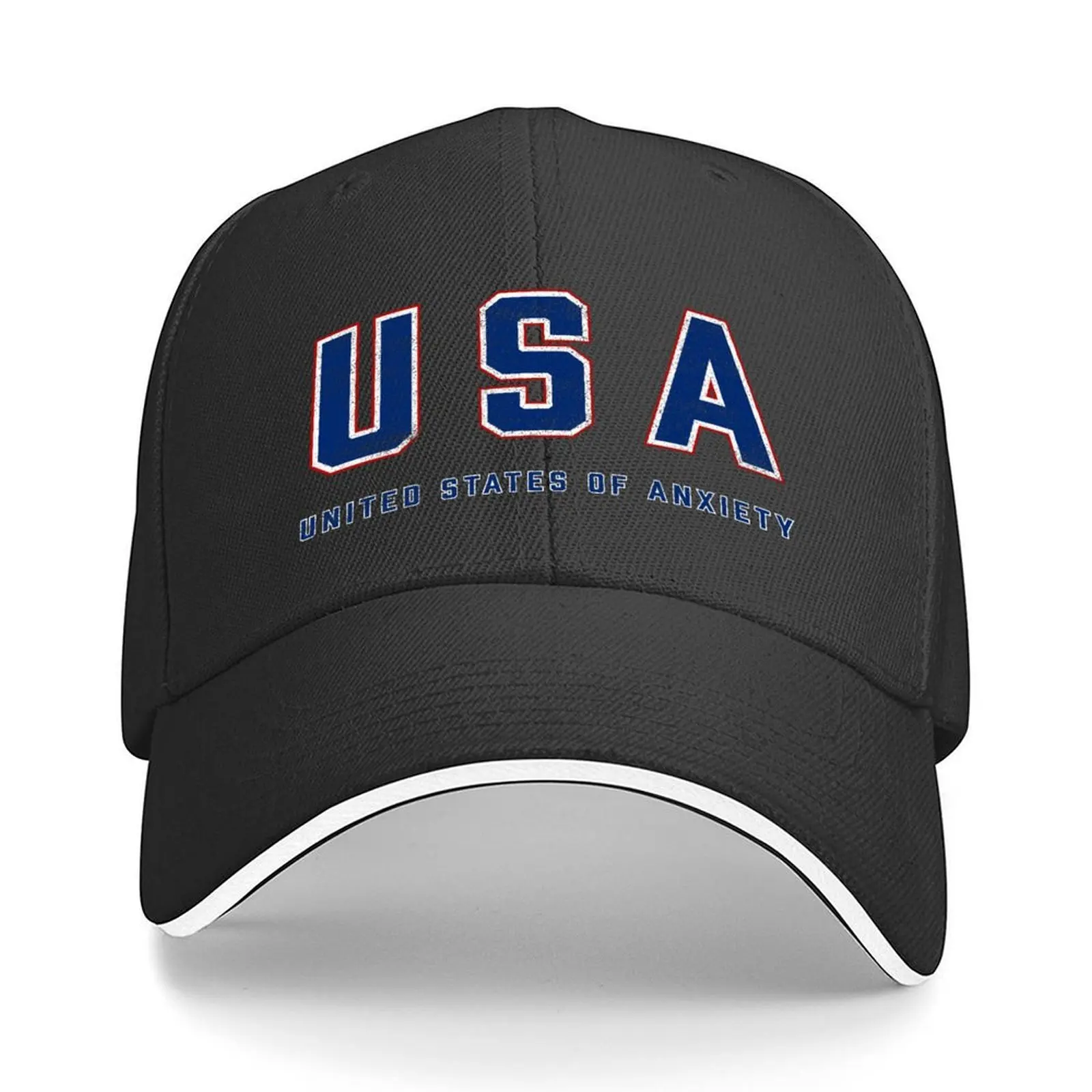 

US of A: United States of Anxiety Baseball Cap Unique hats Brand Man cap derby hat Hat Man Luxury Designer Man Women's