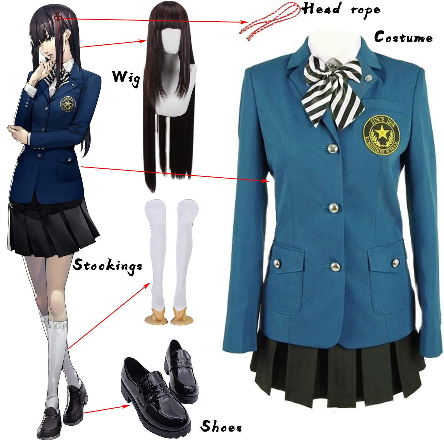 

Аниме Косплей Tougou Hifumi Косплей Костюм Школьная форма Платье Хэллоуин Рождественский костюм на заказ