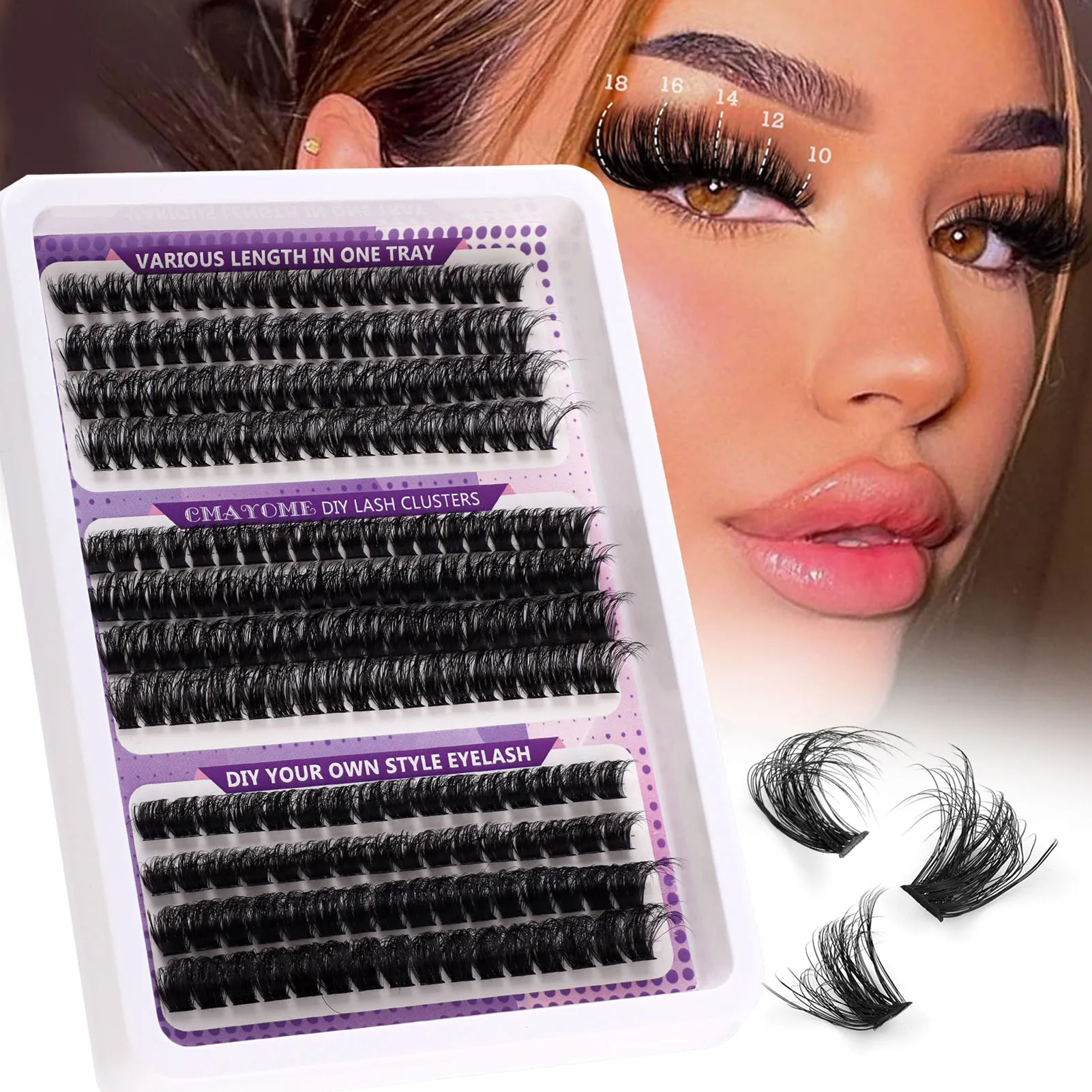 10-16mm DIY Lash Extension Kit D Curl Lange Individuele Wimpers voor Eye-Lifting Effect DIY Make-up Gebruik