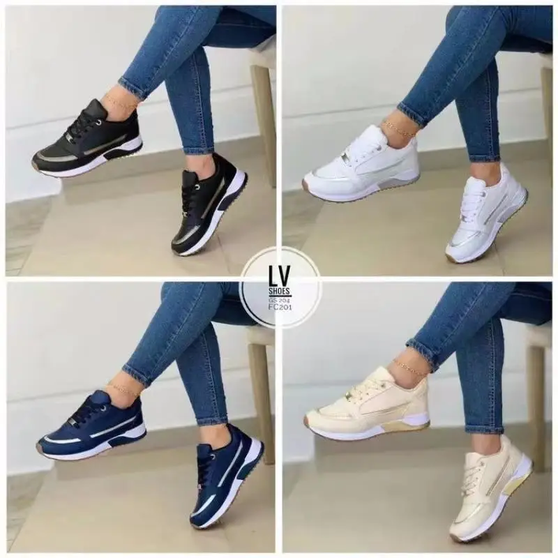 2024 Dames Mesh Sneakers Patchwork Veters Platte Schoenen Voor Dames Lichtgewicht Damesschoenen Klassiek Veelzijdig Zapatillas De Mujer