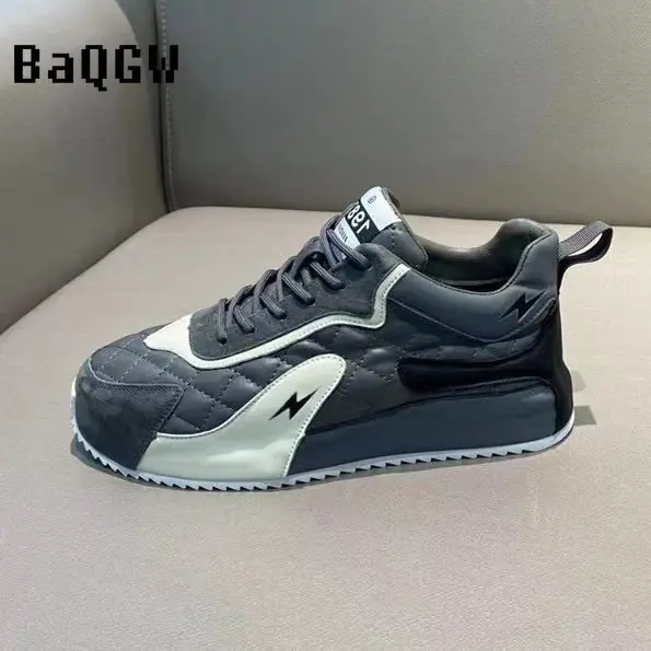 Casual Microfiber Leather Spring Breathable Increased Internal Platform Shoes for Male Women Fashion Running Chunky Sneakers