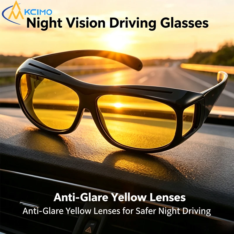 Over-Glass Driving Night Vision Glasses, Ultra-Light Windproof Sports Sunglasses, Anti-High Beam Glare Eyewear