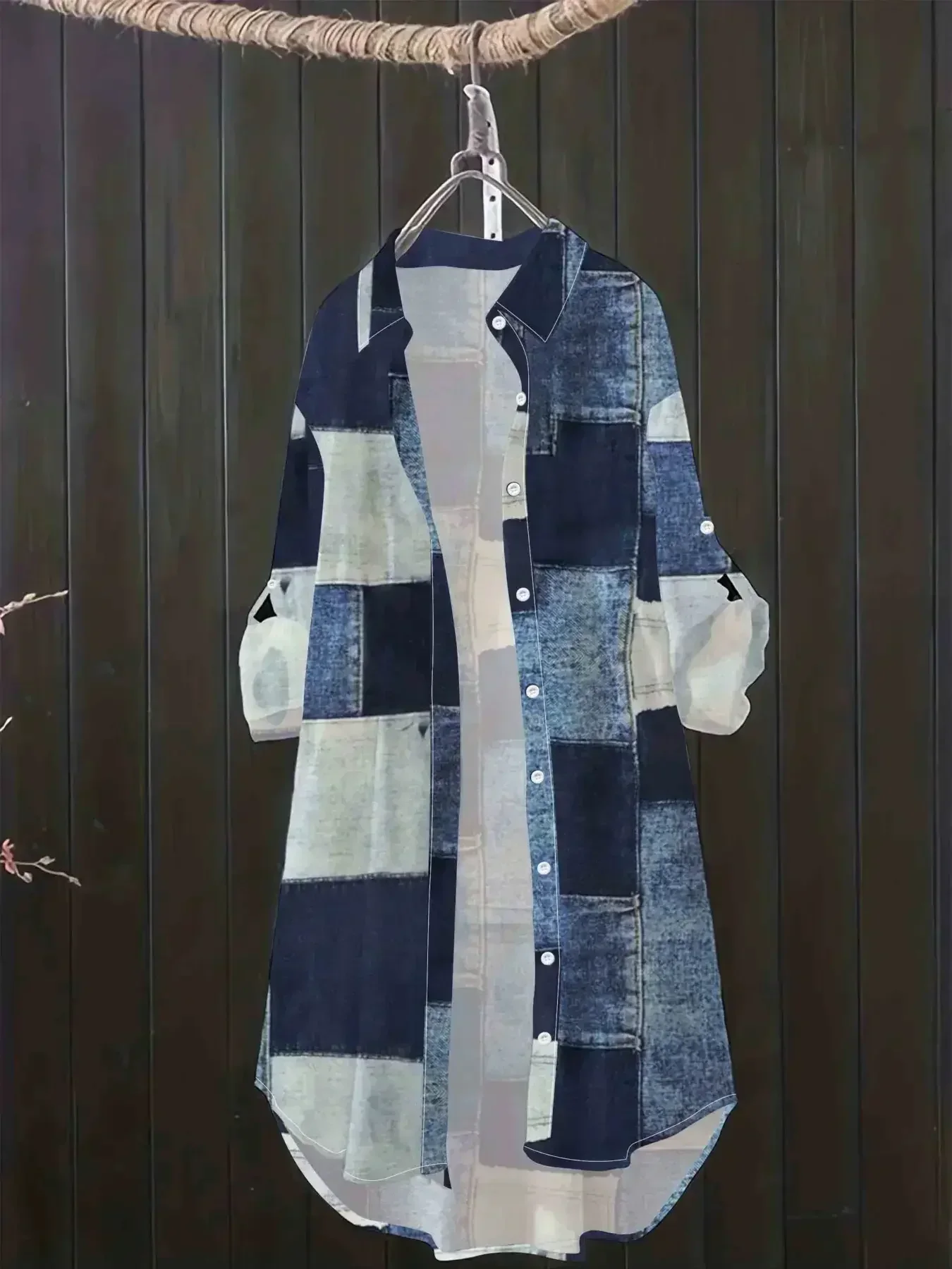 플러스 사이즈 여성의 유행 격자 무늬 프린트 셔츠 캐주얼 루즈 카디건 셔츠 다목적 버튼 칼라 디자인 긴팔 셔츠