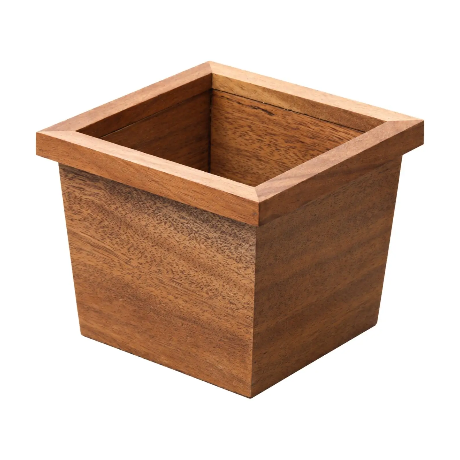 Wooden Desktop Bin with Framed Rim Compact Walnut Wood Tabletop Bin Tabletop Waste Basket Slim Small for Home Offices