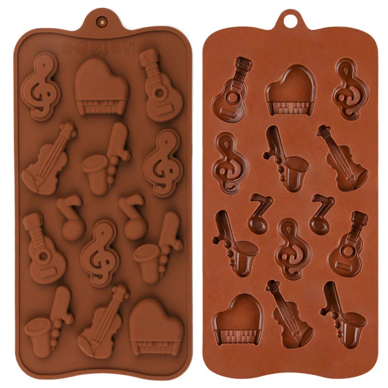 

Несколько музыкальных инструментов, музыкальная нота, силиконовая форма для шоколада, помадка, мастика, конфет, глиняные формы, инструменты для украшения торта