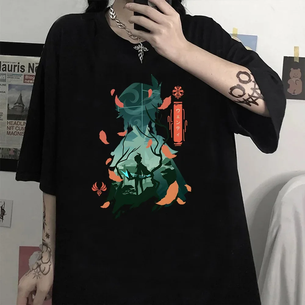 Genshin Impact T Shirt Hu Tao Xiao Kaedehara Kazuha Printing T-shirt Unisex Harajuku Vintage T Shirts Tops Men Short Sleeve