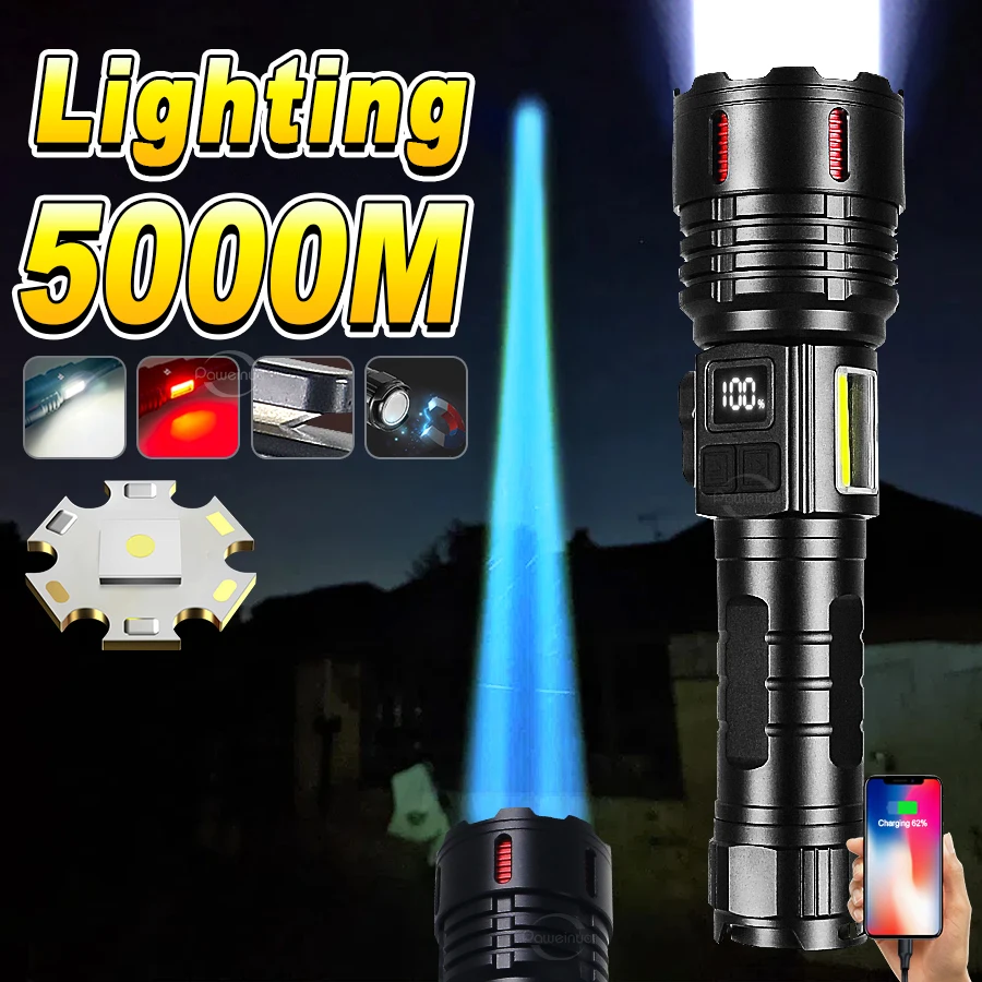 

Ultra Bright LED Flashlight Type-C Rechargeable Waterproof High Lumen Torch Portable Outdoor Spotlight For Camping And Emergency