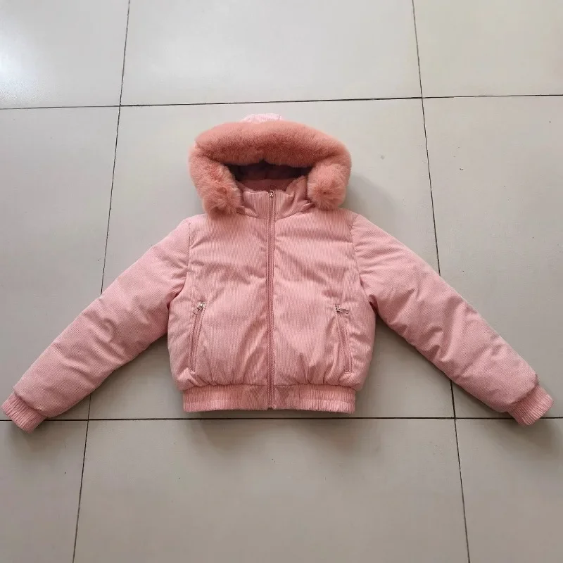 Women's Fall Winter Tops Jacket Cotton Coat Short Zipper Fur Collar Thicken Simple Advanced Comfortable Casual Brand Fashion