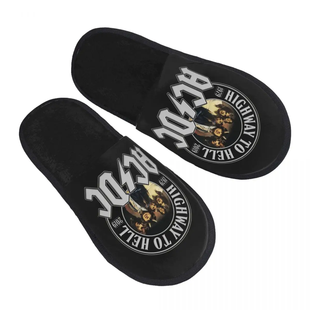 Custom Print Vintage Rock AC/DC House Slippers Soft Warm Heavy Metal Music Band Memory Foam Fluffy Slipper Indoor Outdoor Shoes