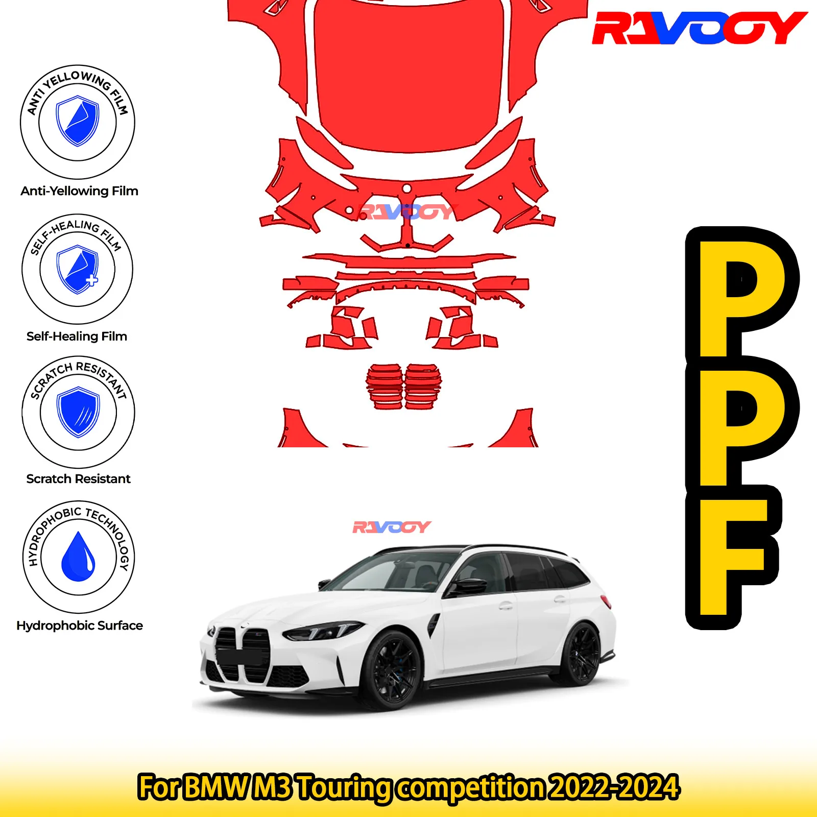 

For BMW M3 Touring competition 2022-2024 Glossy Matte Black Precut front PPF Kit Paint Protection Film