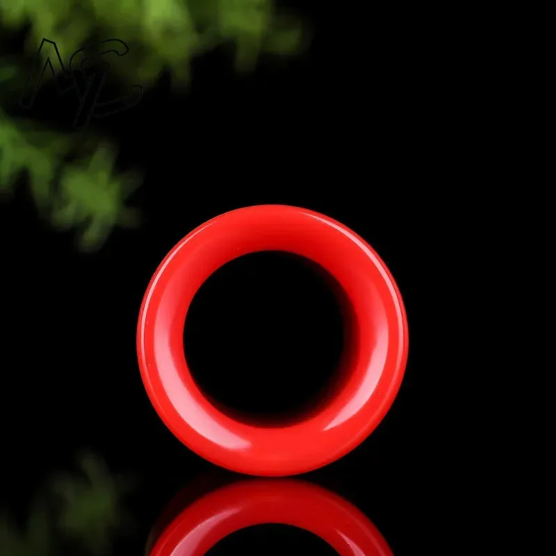 Natural jade vermelho anel coração meridiano budismo amuleto moda charme jóias mão esculpida artesanato presentes para homens 22mm tamanho