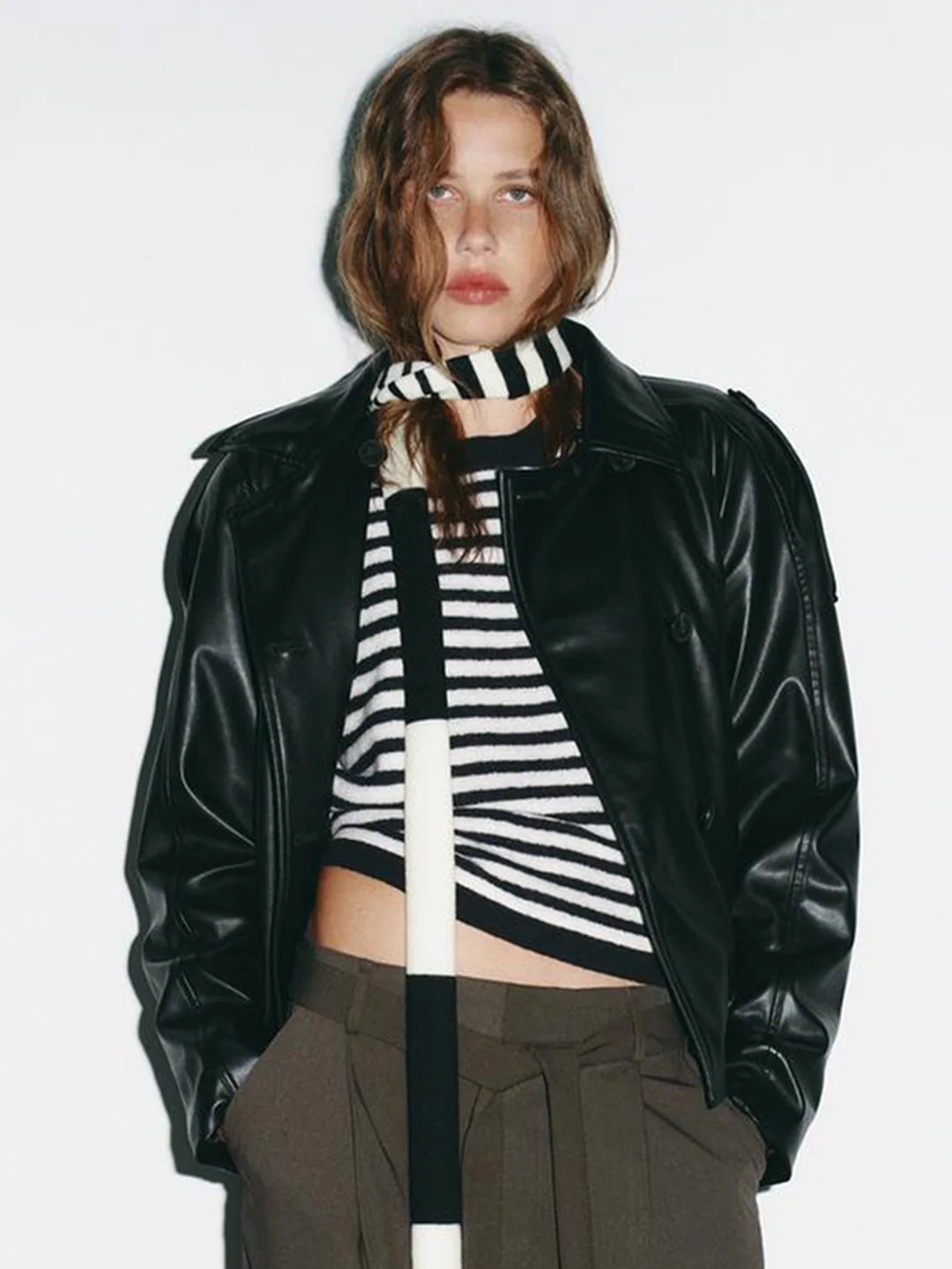 Ele ort Mantel Jaet Damen Schlankheits-Kunstleder Lange Sve Gürtel Oberbekleidung Faionable Herbst Polyesterfaser