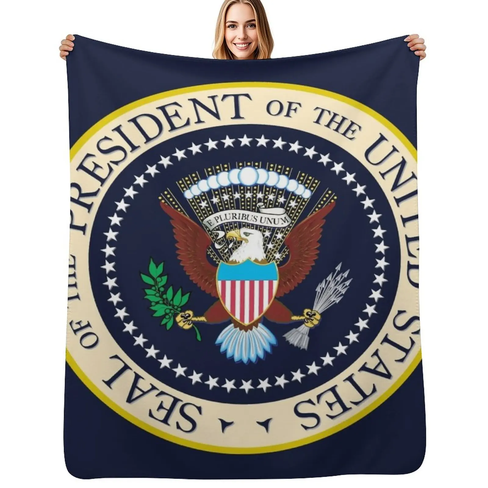 

Seal of the President of the United States Throw Blanket Lightweight Warm Blanket for Indoor Outdoor Use