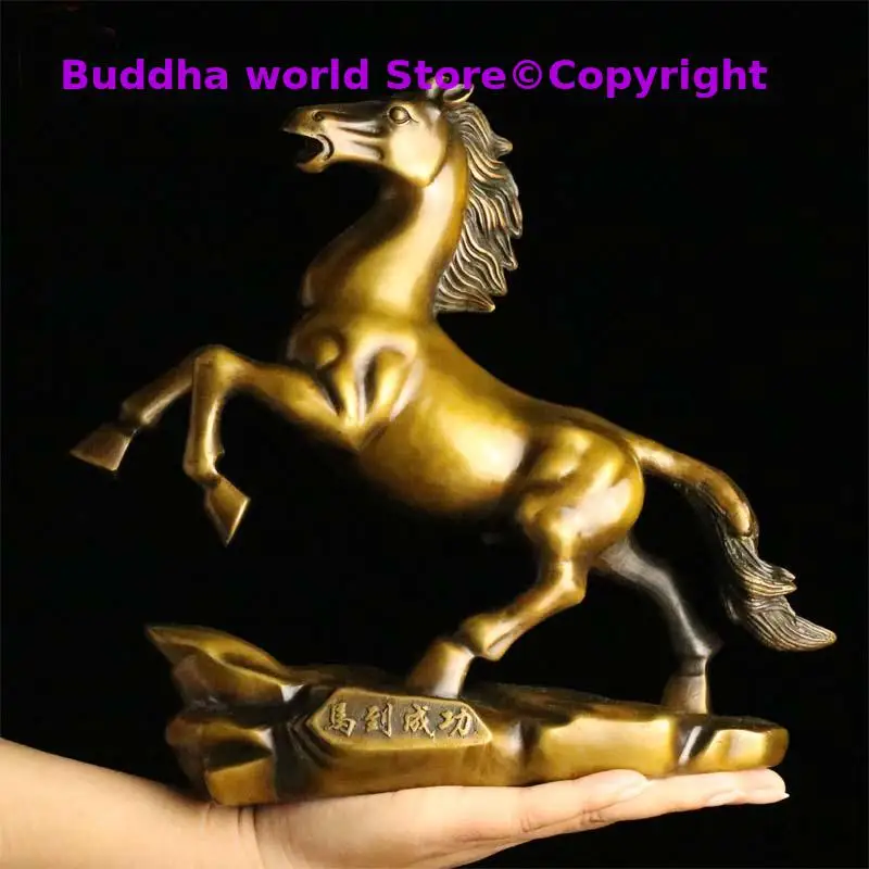 GOOD LUCK Auspicious ornament living room Company Decorative ART ZHAO CAI fortune Success HORSE BRONZE Statue MA DAO CHENG GONG