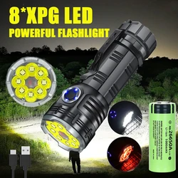 High Powerful LED Flashlight EDC USB Rechargeable Tactical Torch with Magnet Built in 26650 Battery Outdoor Emergency Lantern