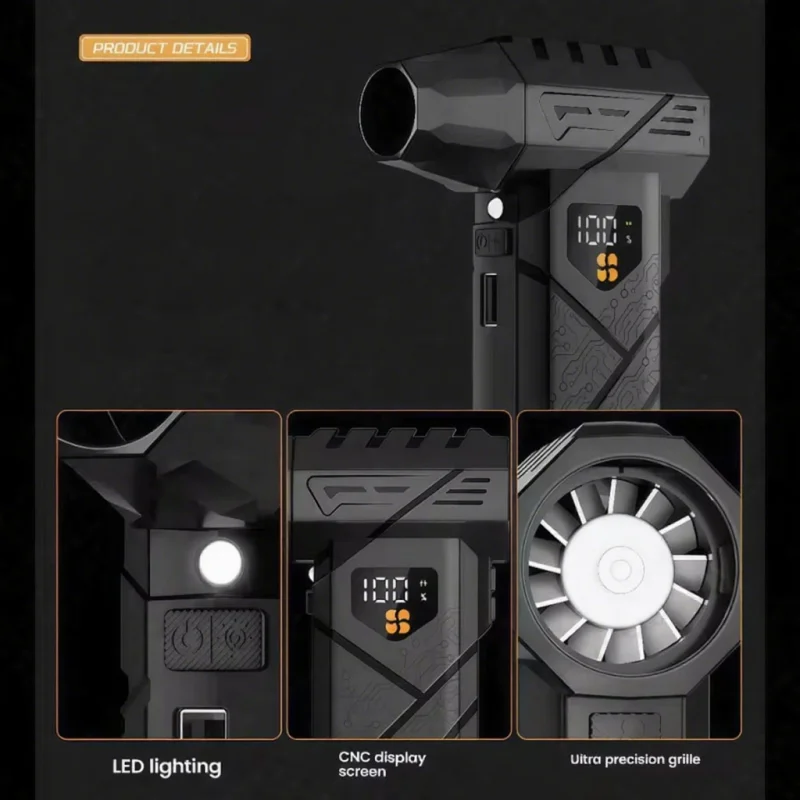 HFX-01 Powerful Turbo Air Blower 380g Blowing Force Strong Airflow Turbo Fan Power Bank Function Wireless Compressed Air Duster