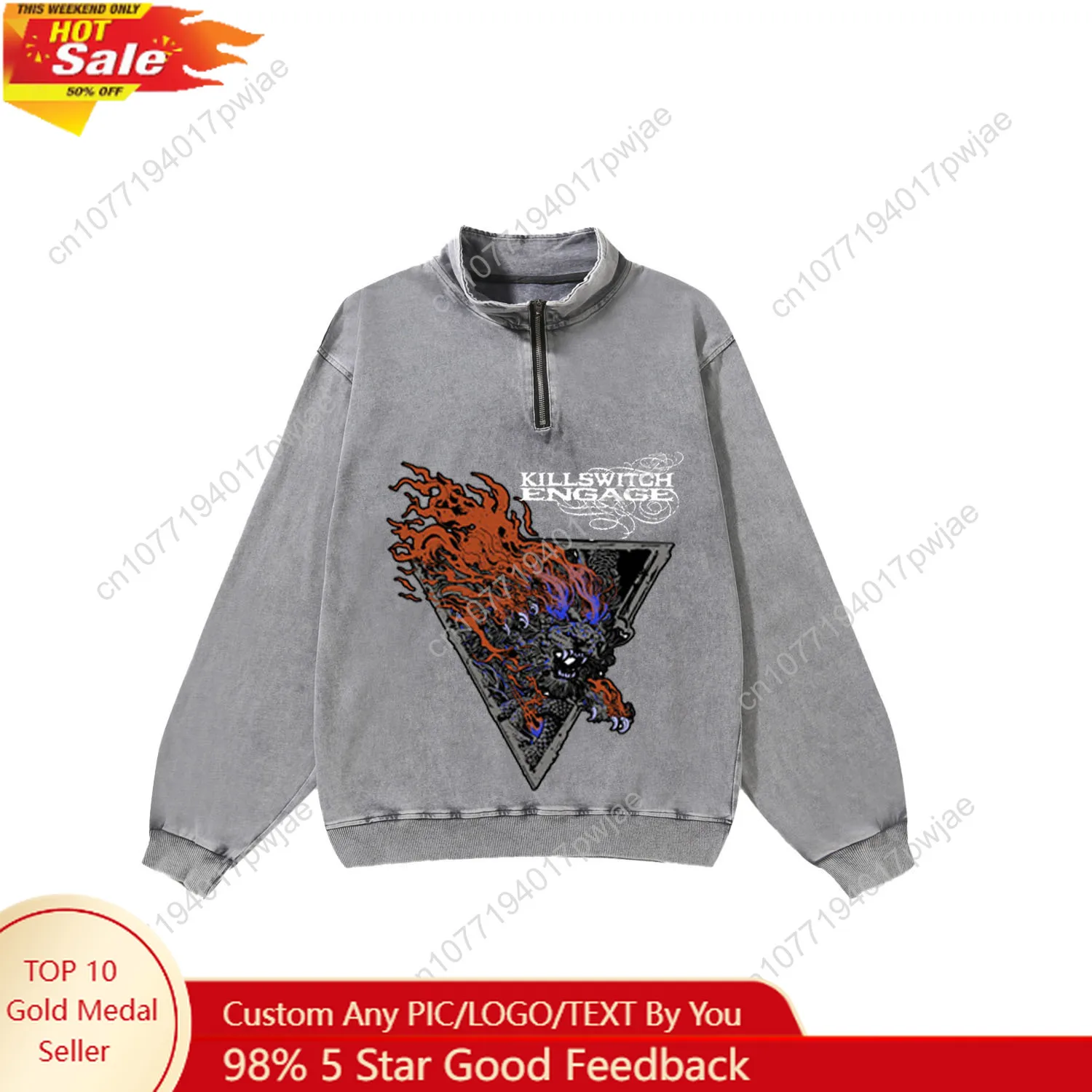 

Killswitchs Engages Band Custom Retro Sweatshirt Mans Womans Half Zipper Vintage Sweat Shirt Photo Custom Made Tops